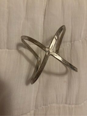 Lucky Brand Silver X-Shape Wide Cuff Bracelet